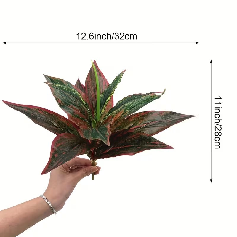 Sztuczna roślina Aglaonema czerwona – ok. 32 × 28 cm